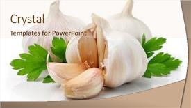  Presentation with garlic - Presentation theme enhanced with ripe garlic fruits with green background and a lemonade colored foreground