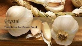  Presentation with rustic healthy - PPT theme enhanced with ripe-garlic-heads-and-cloves background and a yellow colored foreground