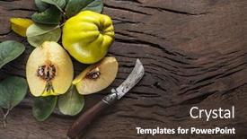  Presentation with yellow wood - Amazing presentation design having ripe-golden-yellow-quince-fruits backdrop and a tawny brown colored foreground