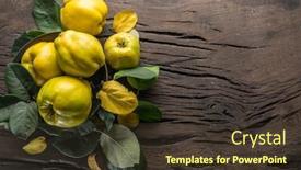  Presentation with yellow wood - Colorful PPT theme enhanced with ripe-golden-yellow-quince-fruits backdrop and a tawny brown colored foreground