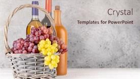  Presentation with grape - Theme with ripe-grape-in-basket background and a soft green colored foreground