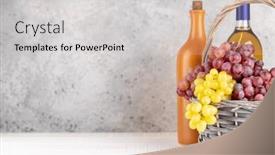  Presentation with grape - Presentation theme with ripe-grape-in-basket background and a light gray colored foreground