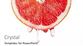  Presentation with juice - Audience pleasing PPT theme consisting of ripe-grapefruit-and-drops backdrop and a white colored foreground