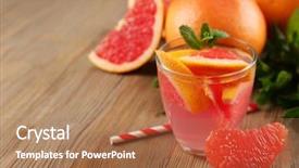  Presentation with mint - Slide deck enhanced with tubules - ripe grapefruits and fresh juice background and a coral colored foreground
