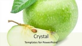  Presentation with green apple - Slide deck having ripe green apple with apple background and a soft green colored foreground
