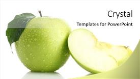  Presentation with green apple - Cool new presentation design with ripe green apple with leaf backdrop and a white colored foreground