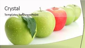  Presentation with green red bank - Theme with ripe green apples and one background and a white colored foreground