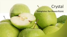 Presentation with green apples - Colorful slide deck enhanced with ripe green apples close up backdrop and a blonde colored foreground