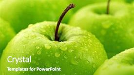  Presentation with green chemistry close up - Colorful presentation theme enhanced with ripe green apples close up backdrop and a tawny brown colored foreground