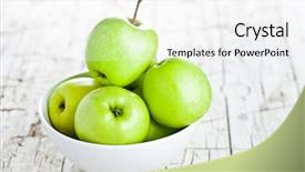  Presentation with green apples - Presentation design with ripe green apples in bowl background and a white colored foreground