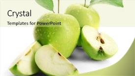  Presentation with green apples - PPT theme consisting of ripe green apples isolated background and a yellow colored foreground