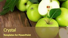  Presentation with green apples - Colorful slides enhanced with ripe green apples on wooden backdrop and a tawny brown colored foreground