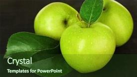  Presentation with green apples - PPT theme with ripe green apples on wooden background background and a tawny brown colored foreground