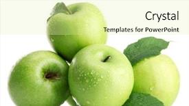  Presentation with green apples - Colorful presentation enhanced with ripe green apples with leaves backdrop and a blonde colored foreground