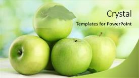  Presentation with chemistry leaves green leaf - Slides with ripe green apples with leaves background and a soft green colored foreground