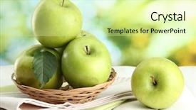  Presentation with chemistry leaves green leaf - Slides enhanced with ripe green apples with leaves background and a blonde colored foreground