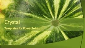  Presentation with green chemistry close up - Colorful presentation theme enhanced with ripe green striped watermelon closeup backdrop and a  colored foreground