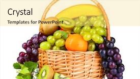  Presentation with fruits - Slide deck with ripe juicy fruits in basket background and a yellow colored foreground