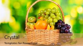  Presentation with fruit - PPT layouts with ripe juicy fruits in basket background and a yellow colored foreground