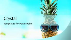  Presentation with pineapple - Presentation design enhanced with ripe juicy pineapple in sun background and a cool aqua colored foreground