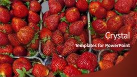  Presentation with fruit jam - Slides having ripe juicy strawberries closeup great background and a  colored foreground