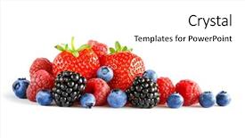  Presentation with berries - PPT theme consisting of ripe juicy strawberry raspberry blueberry background and a white colored foreground