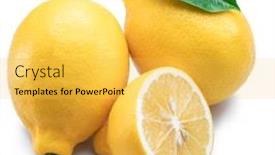  Presentation with lemon - Cool new slides with ripe lemon fruits with lemon leaf on the white background backdrop and a yellow colored foreground