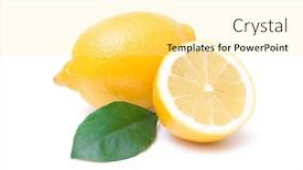  Presentation with lemons - Audience pleasing theme consisting of ripe-lemons-with-a-leaf backdrop and a blonde colored foreground