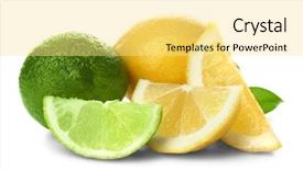  Presentation with lemon lime - Amazing presentation theme having ripe lime and lemon with slices isolated on white backdrop and a yellow colored foreground