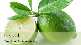  Presentation with lime - Presentation consisting of ripe lime fruit with a half on the white background background and a mint green colored foreground
