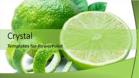  Presentation with lime - PPT theme having ripe lime fruits with lime background and a yellow colored foreground