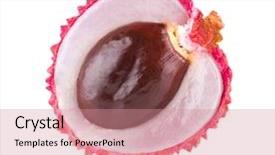  Presentation with juice - Slide set enhanced with ripe lychee isolated on white background and a coral colored foreground