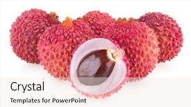  Presentation with background - Amazing presentation design having ripe lychee isolated on white backdrop and a  colored foreground