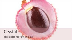  Presentation with juice - Presentation theme with ripe lychee isolated on white background and a coral colored foreground