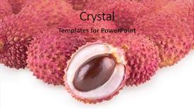  Presentation with background - Colorful presentation theme enhanced with ripe lychee isolated on white backdrop and a  colored foreground