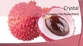  Presentation with juice - Cool new theme with ripe lychee isolated on white backdrop and a coral colored foreground