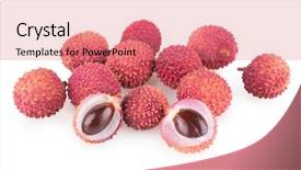  Presentation with ripe golden potato on white - PPT theme consisting of ripe lychee isolated on white background and a  colored foreground