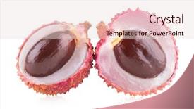  Presentation with juice - Slide deck with ripe lychee isolated on white background and a lemonade colored foreground