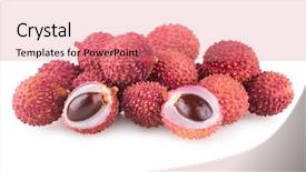  Presentation with ripe golden potato on white - Beautiful presentation design featuring ripe lychee isolated on white backdrop and a  colored foreground