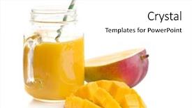  Presentation with mango juice - PPT theme having ripe mango fruit and mango background and a white colored foreground