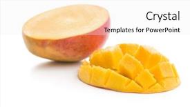  Presentation with mango fruit - Amazing presentation design having ripe mango fruit isolated backdrop and a white colored foreground