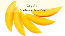  Presentation with mango - Colorful presentation theme enhanced with ripe-mango-slices-isolated and a  colored foreground