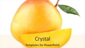  Presentation with mango - Slide deck with ripe mango with a slice background and a yellow colored foreground