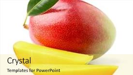  Presentation with fruits mango - Presentation design with ripe mango with slices background and a yellow colored foreground
