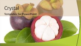  Presentation with mangosteen - Cool new presentation design with ripe mangosteen isolated on white backdrop and a yellow colored foreground