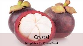  Presentation with mangosteen - Presentation theme having ripe mangosteen isolated on white background and a coral colored foreground