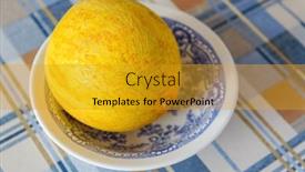  Presentation with blue food - PPT layouts enhanced with ripe-melon-in-a-plate background and a gold colored foreground