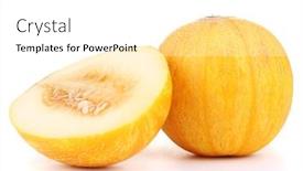  Presentation with melon - Slide set featuring ripe melon isolated on white background and a white colored foreground