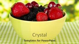  Presentation with strawberries - Colorful slide set enhanced with ripe-mulberries-with-cherry backdrop and a  colored foreground