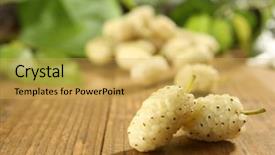  Presentation with tea leaves fresh green leaf - Audience pleasing slide set consisting of ripe mulberries with green leaves backdrop and a  colored foreground